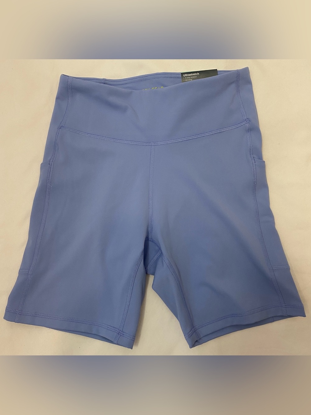 Tek Gear Lavender-Blue High-Rise Bike Shorts with Side Pockets